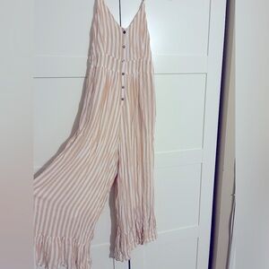 Pink and white striped jumpsuit